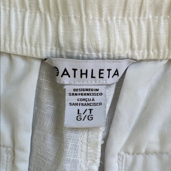 ATHLETA Retreat White Linen Jogger Size L Tall - Picture 8 of 9